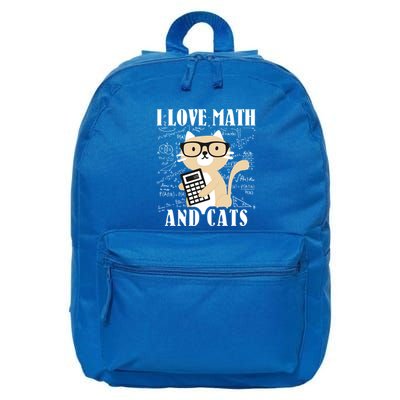 Math Kitty Cat I Love Math And Cats Mathematics Math Gift 16 in Basic Backpack