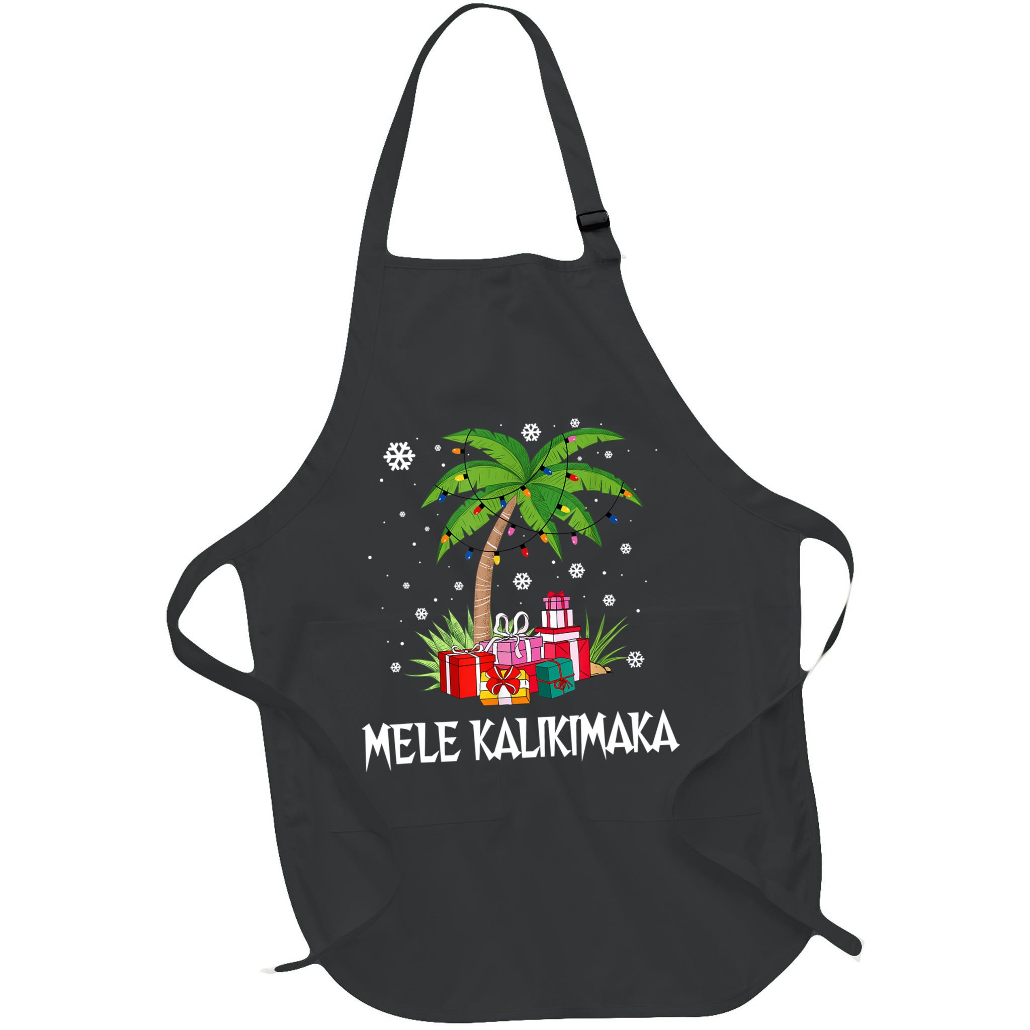 Mele Kalikimaka Christmas Lights Palm Tree Hawaiian Xmas Gift Apron