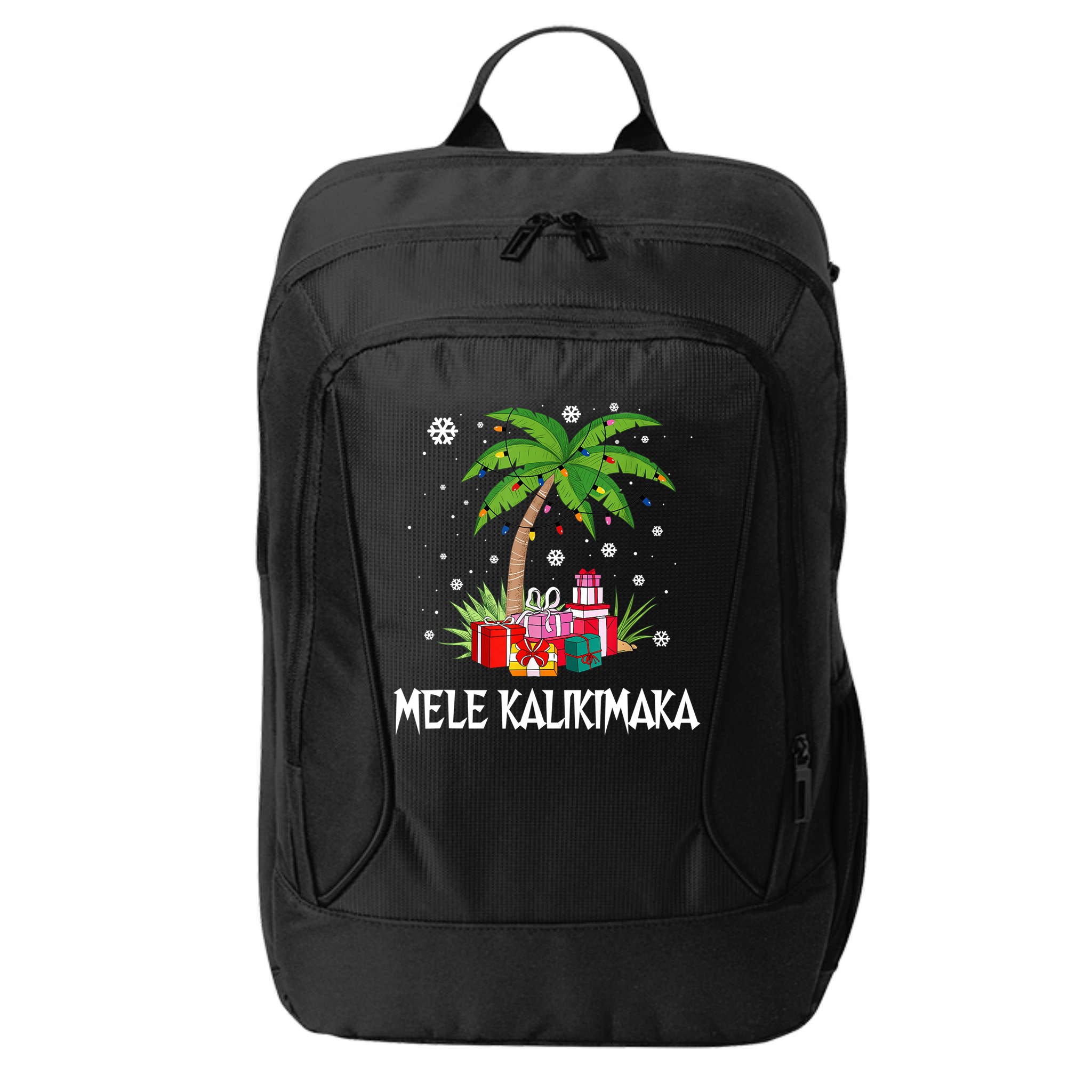 Mele Kalikimaka Christmas Lights Palm Tree Hawaiian Xmas Gift City Backpack