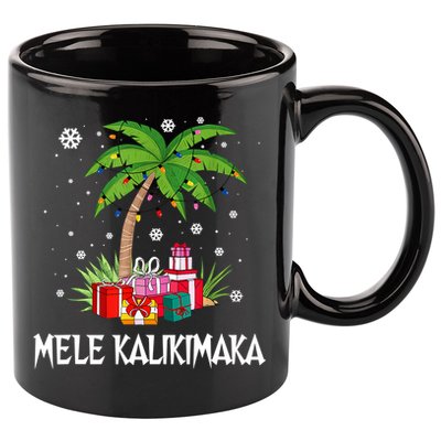Mele Kalikimaka Christmas Lights Palm Tree Hawaiian Xmas Gift 11oz C Handle Ceramic Mug