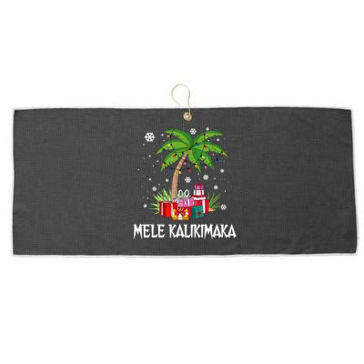 Mele Kalikimaka Christmas Lights Palm Tree Hawaiian Xmas Gift Large Microfiber Waffle Golf Towel