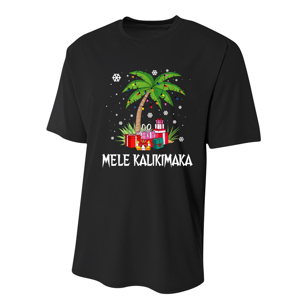Mele Kalikimaka Christmas Lights Palm Tree Hawaiian Xmas Gift Youth Performance Sprint T-Shirt