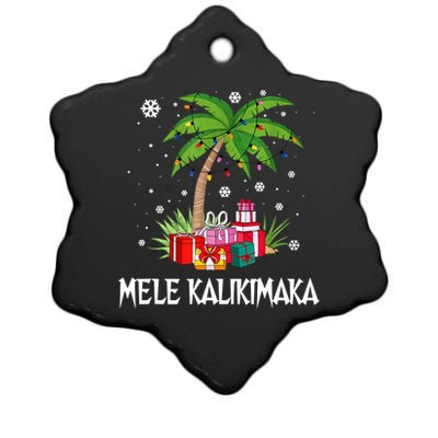 Mele Kalikimaka Christmas Lights Palm Tree Hawaiian Xmas Gift Ceramic Star Ornament