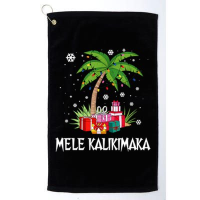 Mele Kalikimaka Christmas Lights Palm Tree Hawaiian Xmas Gift Platinum Collection Golf Towel