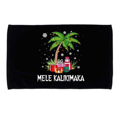 Mele Kalikimaka Christmas Lights Palm Tree Hawaiian Xmas Gift Microfiber Hand Towel