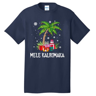 Mele Kalikimaka Christmas Lights Palm Tree Hawaiian Xmas Gift Tall T-Shirt