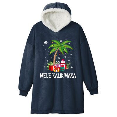 Mele Kalikimaka Christmas Lights Palm Tree Hawaiian Xmas Gift Hooded Wearable Blanket