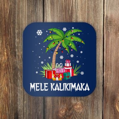 Mele Kalikimaka Christmas Lights Palm Tree Hawaiian Xmas Gift Coaster