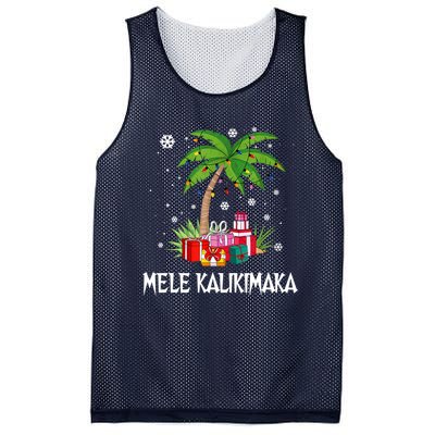 Mele Kalikimaka Christmas Lights Palm Tree Hawaiian Xmas Gift Mesh Reversible Basketball Jersey Tank