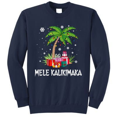 Mele Kalikimaka Christmas Lights Palm Tree Hawaiian Xmas Gift Tall Sweatshirt