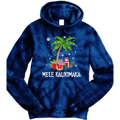 Mele Kalikimaka Christmas Lights Palm Tree Hawaiian Xmas Gift Tie Dye Hoodie