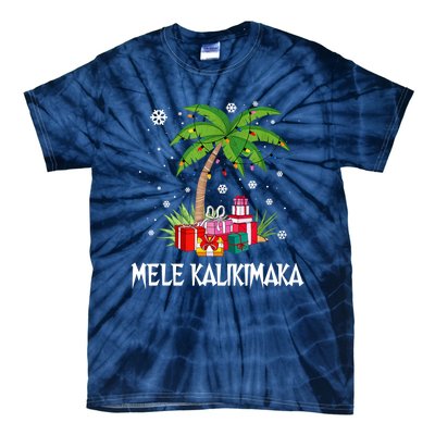 Mele Kalikimaka Christmas Lights Palm Tree Hawaiian Xmas Gift Tie-Dye T-Shirt