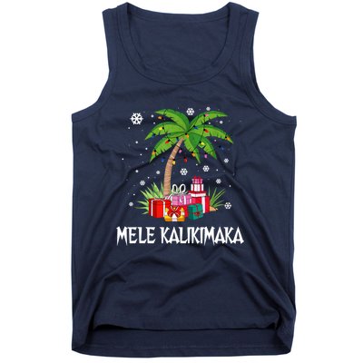 Mele Kalikimaka Christmas Lights Palm Tree Hawaiian Xmas Gift Tank Top