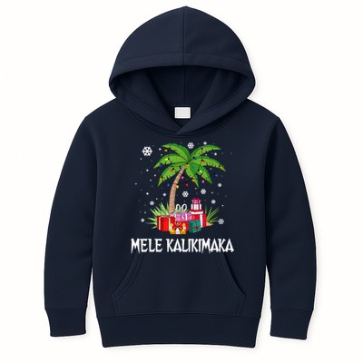 Mele Kalikimaka Christmas Lights Palm Tree Hawaiian Xmas Gift Kids Hoodie