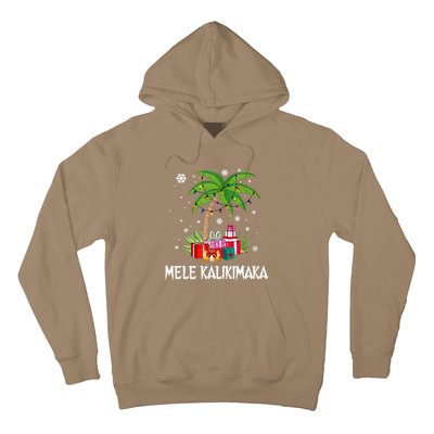 Mele Kalikimaka Christmas Lights Palm Tree Hawaiian Xmas Gift Hoodie