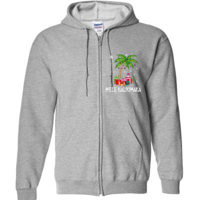 Mele Kalikimaka Christmas Lights Palm Tree Hawaiian Xmas Gift Full Zip Hoodie