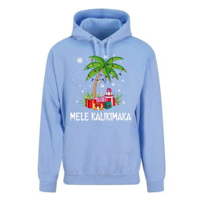 Mele Kalikimaka Christmas Lights Palm Tree Hawaiian Xmas Gift Unisex Surf Hoodie