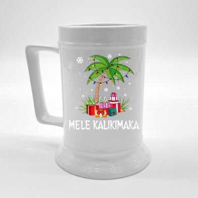 Mele Kalikimaka Christmas Lights Palm Tree Hawaiian Xmas Gift Beer Stein