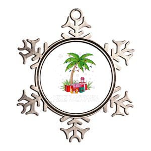 Mele Kalikimaka Christmas Lights Palm Tree Hawaiian Xmas Gift Metallic Star Ornament