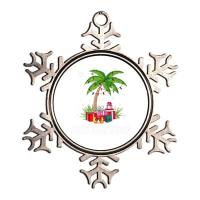 Mele Kalikimaka Christmas Lights Palm Tree Hawaiian Xmas Gift Metallic Star Ornament