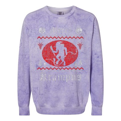 Merry Krampus Christmas Xmas Horror Ugly Sweater Evil Pajama Colorblast Crewneck Sweatshirt