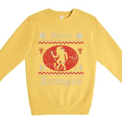 Merry Krampus Christmas Xmas Horror Ugly Sweater Evil Pajama Premium Crewneck Sweatshirt