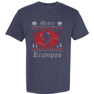 Merry Krampus Christmas Xmas Horror Ugly Sweater Evil Pajama Garment-Dyed Heavyweight T-Shirt