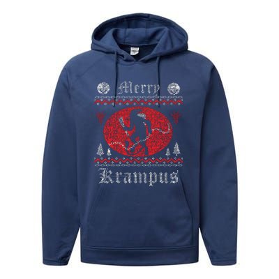 Merry Krampus Christmas Xmas Horror Ugly Sweater Evil Pajama Performance Fleece Hoodie