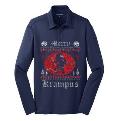 Merry Krampus Christmas Xmas Horror Ugly Sweater Evil Pajama Silk Touch Performance Long Sleeve Polo