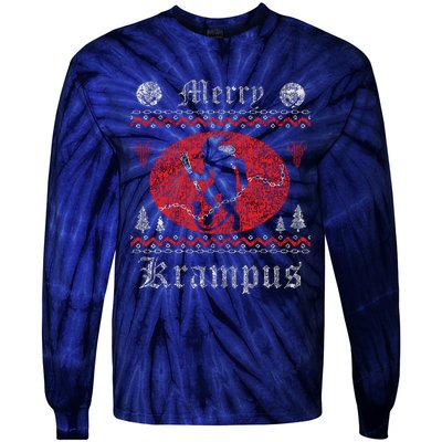 Merry Krampus Christmas Xmas Horror Ugly Sweater Evil Pajama Tie-Dye Long Sleeve Shirt