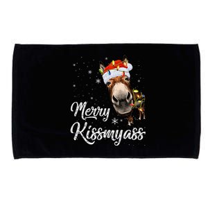 Merry Kissmyass Donkey Sarcastic Xmas Funny Pajama Christmas Microfiber Hand Towel