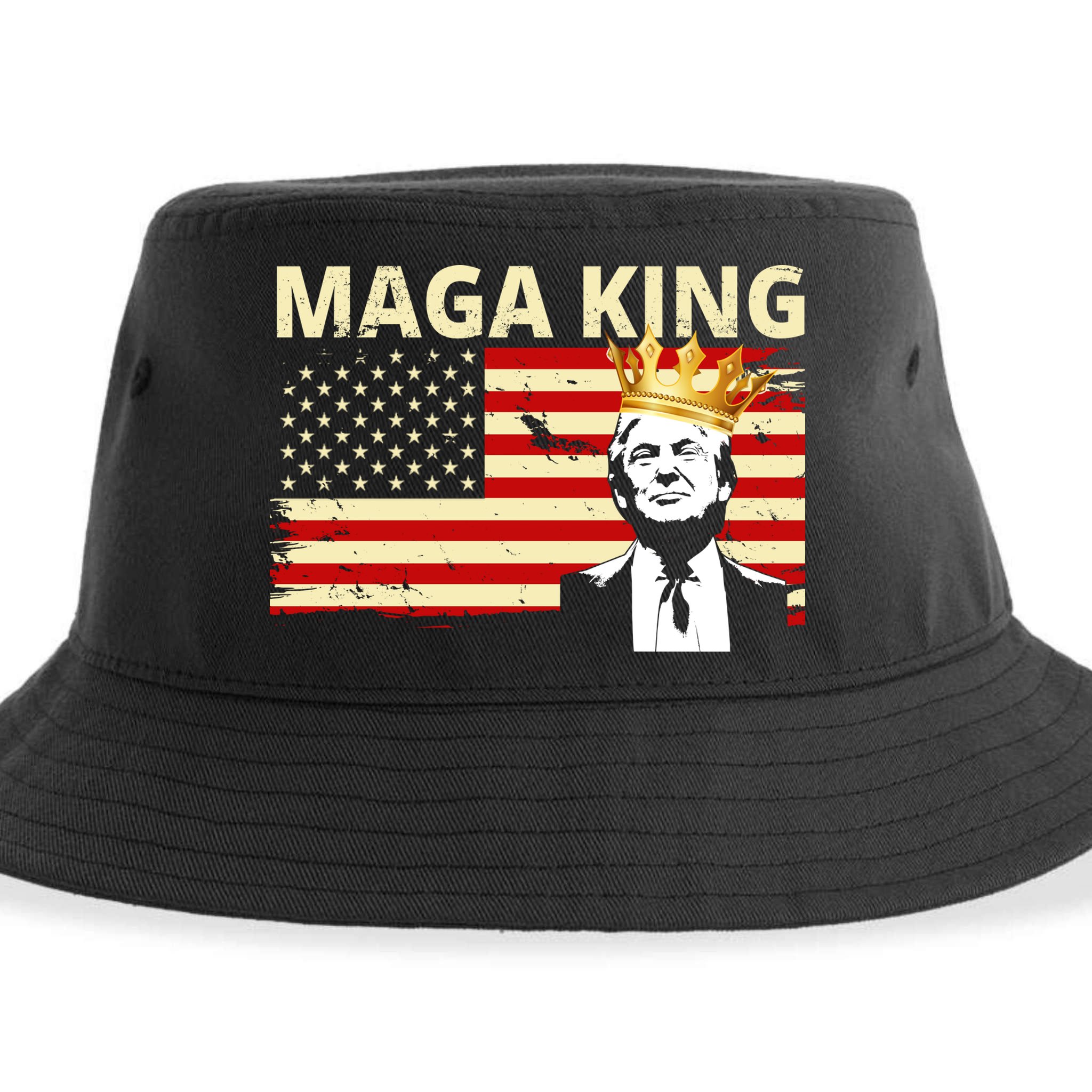 MAGA King Donald Trump Usa Flag Sustainable Bucket Hat