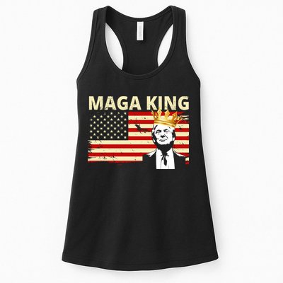 MAGA King Donald Trump Usa Flag Womens Tank Top