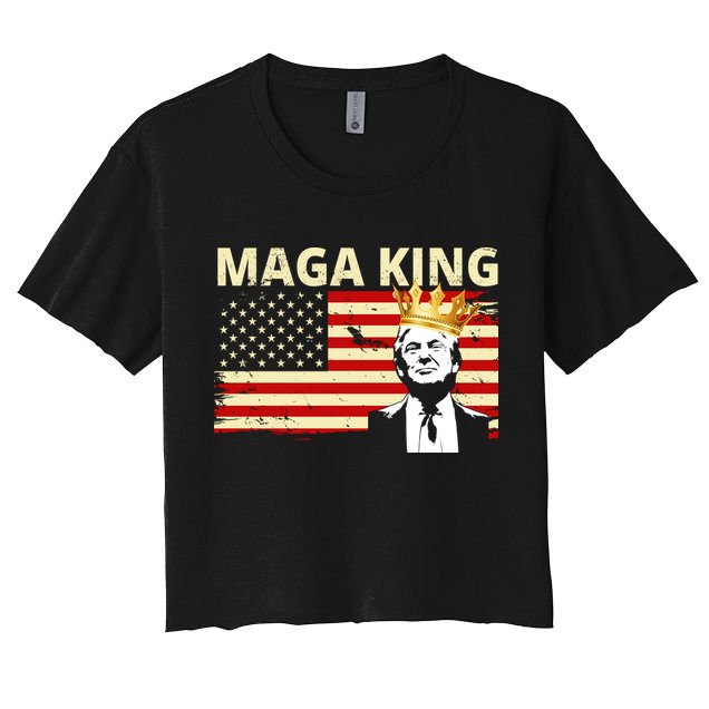 MAGA King Donald Trump Usa Flag Crop Top