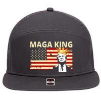 MAGA King Donald Trump Usa Flag 7 Panel Mesh Trucker Snapback Hat