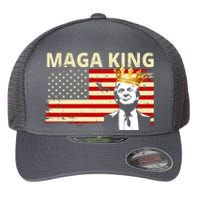 MAGA King Donald Trump Usa Flag Flexfit Unipanel Trucker Cap