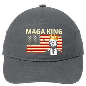 MAGA King Donald Trump Usa Flag 7-Panel Snapback Hat