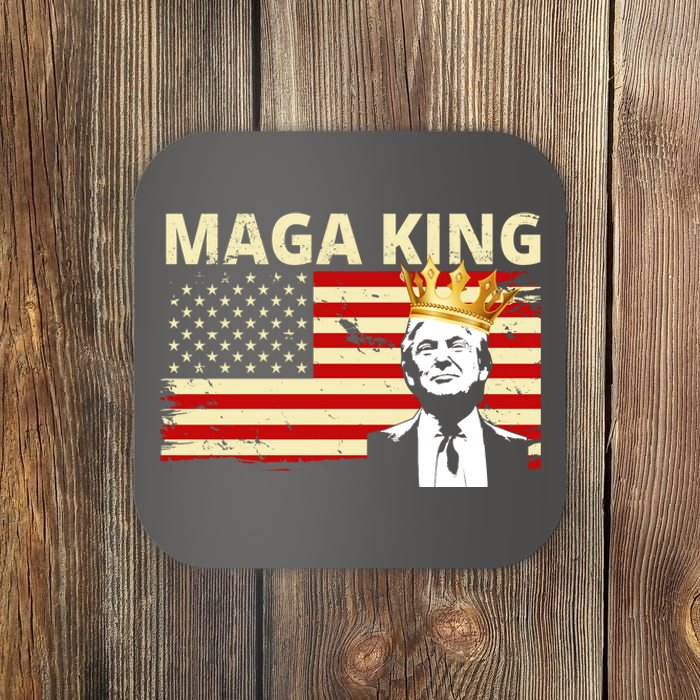 MAGA King Donald Trump Usa Flag Coaster