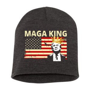 MAGA King Donald Trump Usa Flag Short Acrylic Beanie