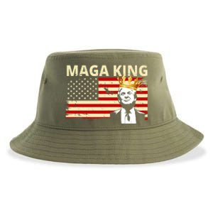 MAGA King Donald Trump Usa Flag Sustainable Bucket Hat