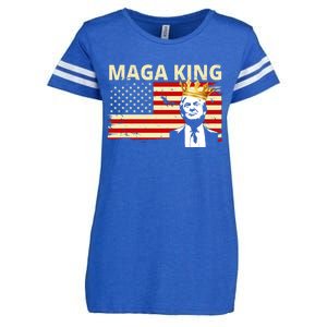 MAGA King Donald Trump Usa Flag Enza Ladies Jersey Football T-Shirt