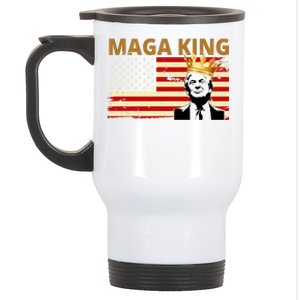 MAGA King Donald Trump Usa Flag Stainless Steel Travel Mug