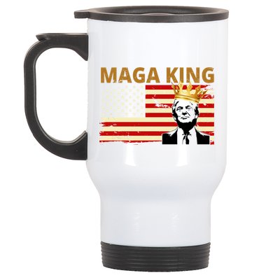 MAGA King Donald Trump Usa Flag Stainless Steel Travel Mug