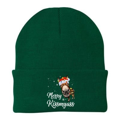 Merry Kissmyass Donkey Sarcastic Xmas Funny Pajama Christmas Knit Cap Winter Beanie