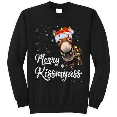 Merry Kissmyass Donkey Sarcastic Xmas Funny Pajama Christmas Sweatshirt