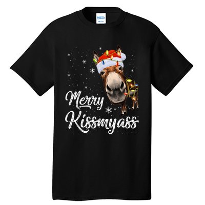 Merry Kissmyass Donkey Sarcastic Xmas Funny Pajama Christmas Tall T-Shirt