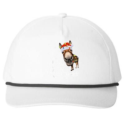 Merry Kissmyass Donkey Sarcastic Xmas Funny Pajama Christmas Snapback Five-Panel Rope Hat