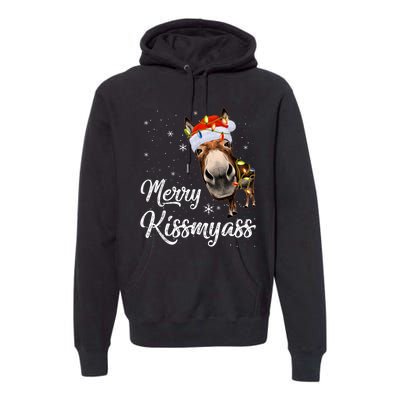 Merry Kissmyass Donkey Sarcastic Xmas Funny Pajama Christmas Premium Hoodie