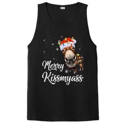 Merry Kissmyass Donkey Sarcastic Xmas Funny Pajama Christmas PosiCharge Competitor Tank