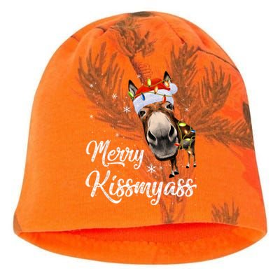 Merry Kissmyass Donkey Sarcastic Xmas Funny Pajama Christmas Kati - Camo Knit Beanie